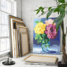 Разноцветные розы в вазе Цветы Натюрморт Лето Интерьерная 80х100 Раскраска картина по номерам на холсте