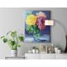 Разноцветные розы в вазе Цветы Натюрморт Лето Интерьерная 100х125 Раскраска картина по номерам на холсте
