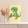 Веселый зеленый динозавр Животные Для детей Раскраска картина по номерам на холсте