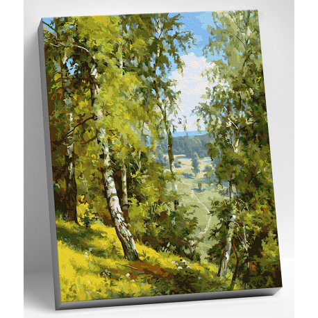  Березы в лесу (И. Прищепа) Раскраска картина по номерам на цветном холсте Molly KK0853