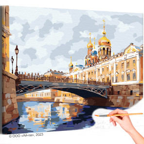 Фантастические виды Санкт-Петербурга Городской пейзаж Дом Мост Вода Раскраска картина по номерам на холсте