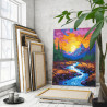 Красочный закат в горах Река Природа Пейзаж Горы Лето 80х100 Раскраска картина по номерам на холсте