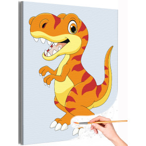 Яркий полосатый динозавр Животные Для детей Детские Для мальчиков Для девочек Легкая Раскраска картина по номерам на холсте