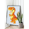 Яркий полосатый динозавр Животные Для детей Детские Для мальчиков Для девочек Легкая Раскраска картина по номерам на холсте