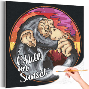 Шимпанзе на отдыхе Обезьяна Животные Раскраска картина по номерам на холсте