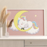 Единорог спящий на луне Легкая Раскраска картина по номерам на холсте