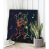 Космонавт с гитарой на луне Космос Планеты Люди Музыка Черная Для мальчиков Раскраска картина по номерам на холсте