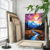 Река и горы Природа Пейзаж Лес Закат Сумерки Лето 80х100 Раскраска картина по номерам на холсте