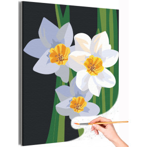 Нарциссы весной Цветы Минимализм Растения Интерьерная Простая Для детей Для девочек Раскраска картина по номерам на холсте