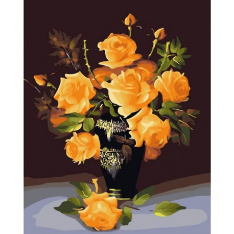 Букет желтых роз Раскраска картина по номерам акриловыми красками на холсте Белоснежка | Картины на холсте по номерам купить