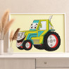 Зеленый трактор с улыбкой Транспорт Маленькая Раскраска картина по номерам на холсте