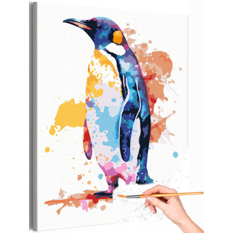 Красочный пингвин Арт Животные Птицы Раскраска картина по номерам на холсте