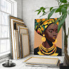 Яркая женщина Африки Портрет Девушка Африканка Люди Лицо Арт Стильная 60х80 Раскраска картина по номерам на холсте
