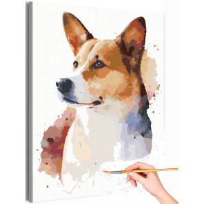 Портрет корги Собака Животные Арт Раскраска картина по номерам на холсте