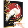 Журавль на фоне красного солнца Птицы Япония Рассвет Природа Раскраска картина по номерам на холсте