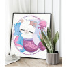 Котенок русалка с морским коньком Для девочек Море 80х80 Раскраска картина по номерам на холсте