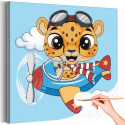 Леопард на самолете в небе Животные Транспорт Для детей Детская Для девочек Для мальчиков Простая Раскраска картина по номерам на холсте