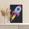 Голубая ракета Космос Легкая Раскраска картина по номерам на холсте
