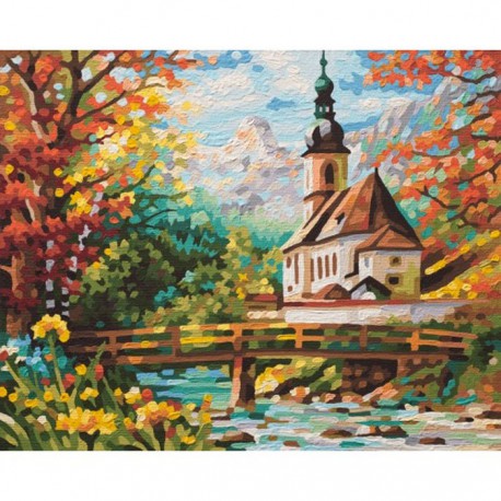 Церковь святого Себастьяна в Рамзау Раскраска по номерам акриловыми красками Schipper (Германия) | 9340729 Картина по номерам