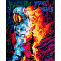  Астронавт в пламени Раскраска картина по номерам на холсте Белоснежка 292-AB