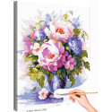 Пионы и сирень в вазе Цветы Букет Натюрморт Маме Интерьерная Раскраска картина по номерам на холсте