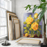 Желтые розы на столе Натюрморт Цветы в вазе Букет Маме Интерьерная 80х100 Раскраска картина по номерам на холсте