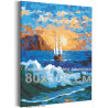 Парусник в море Морской пейзаж Корабль Океан Закат Природа 80х100 Раскраска картина по номерам на холсте