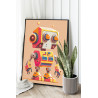Оранжевый робот Для детей Детские Для мальчиков Киберпанк Раскраска картина по номерам на холсте