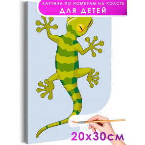 Зеленый геккон Животные Легкая Маленькая Раскраска картина по номерам на холсте