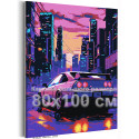 Автомобиль в ночном городе Городской пейзаж Машина Ночь Сумерки 80х100 Раскраска картина по номерам на холсте