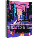 Автомобиль в ночном городе Городской пейзаж Машина Ночь Сумерки 100х125 Раскраска картина по номерам на холсте