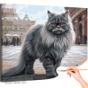 Персидский кот на городской улице Животные Кошка Раскраска картина по номерам на холсте