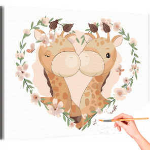 Пара влюбленных жирафов Романтика Для детей Детские Для девочек Для мальчиков Раскраска картина по номерам на холсте