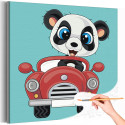 Панда на автомобиле Животные Транспорт Машина Для детей Детская Для девочек Для мальчиков Простая Раскраска картина по номерам на холсте