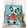 Панда на автомобиле Животные Раскраска картина по номерам на холсте