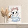 Котенок девочка в чашке Раскраска картина по номерам на холсте