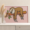 Ленивец спит на ветке Простые Раскраска картина по номерам на холсте