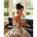 Пианистка с розой Алмазная мозаика вышивка Гранни