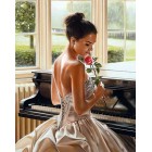 Пианистка с розой Алмазная мозаика вышивка Гранни | Алмазная мозаика купить