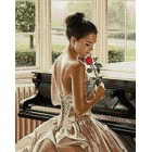 Пианистка с розой Алмазная мозаика вышивка Гранни | Алмазная вышивка купить