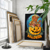 Мишка Тедди на тыкве Хэллоуин Happy Halloween Праздник 80х100 Раскраска картина по номерам на холсте