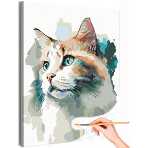 Пушистый зеленоглазый кот Животные Раскраска картина по номерам на холсте