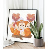 Влюбленные лисички с сердцами Раскраска картина по номерам на холсте