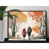 Влюбленная пара в парке Любовь Романтика Люди Осень Природа Пейзаж 80х100 Раскраска картина по номерам на холсте