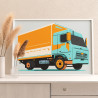 Оранжевый грузовик Машина Автомобиль Раскраска картина по номерам на холсте