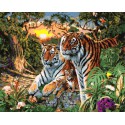 Семья тигров Раскраска картина по номерам на холсте