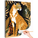 Гепард в листьях Животные Минимализм Леопард Простая Раскраска картина по номерам на холсте