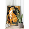 Гепард в листьях Животные Минимализм Леопард Простая 100х125 Раскраска картина по номерам на холсте