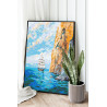 Парусник у скалы Корабль Горы Морской пейзаж Море Океан 100х125 Раскраска картина по номерам на холсте