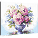 Розовые пионы в классической вазе Натюрморт Цветы Букет Интерьерная Маме 80х100 Раскраска картина по номерам на холсте